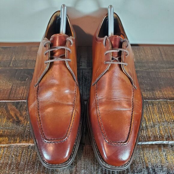 Magnanni Flex Porto Mens Size 7 Leather Plain Toe Derby Lace Up Dress Shoe Brown - Picture 3 of 12